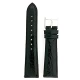 Ladies' Genuine Crocodile Watch Band Color Black, Size 16mm, Watchband With Built-In Spring Bars by The Watchband Store