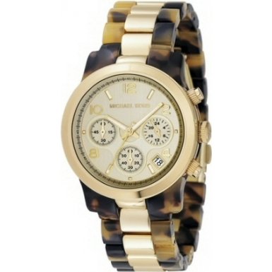 Image of Michale Kors Mk5138 Ladies Watch with Tortoise Gold Plated Bracelet and Gold Dial