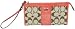 Coach Sutton Signature Zippy Wallet Handbag Clutch Khaki Coral