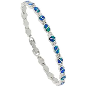 Synthetic Opal Bracelet in Sterling Silver by Sabrina Silver