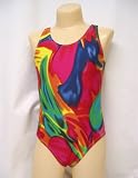 Basic One Piece Girls Swim Tank Crotch Linned Red Water Color Sizes 8-14