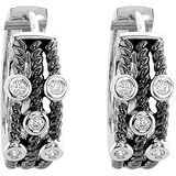 14K White Diamond Earrings With Black Rhodium Plating 1 6 Ct Tw Pair