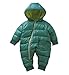 Gaorui Winter Warm Newborn Baby Jumpsuit - Comfortable Outfit Hoody Coat Infant Rompers Toddler Baby Boys Girls Winter Clothes Clothing Bodysuit_Blue Green-90