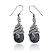 Sterling Silver Marcasite Snake & Onyx Teardrop Earrings