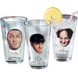 JAT Creative - The Three Stooges Character 16 ounce Pint Glass Set of Three