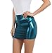 Sakkas 6924 Women's Shiny Metallic Liquid Mini Skirt - Turquoise - X-Large