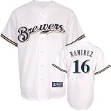 Aramis Ramirez Jersey: Adult Majestic Home White Replica #16 Milwaukee Brewers Jersey