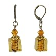 Earrings - E226 - Murano Style Glass - Cube ~ Topaz (Golden)