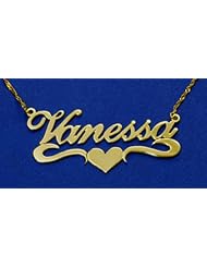 14K Gold Allegro Middle Heart name necklace