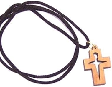 Modern Latin Cross - olive wood necklace, necklace is 60cm long - 23.5 inches )