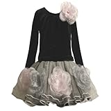 Size-5 BNJ-8039X SILVER BLACK PINK ORGANZA FLOWER MOCK JACKET Special Occasion Flower Girl Holiday Party Dress,X38039 Bonnie Jean LITTLE GIRLS