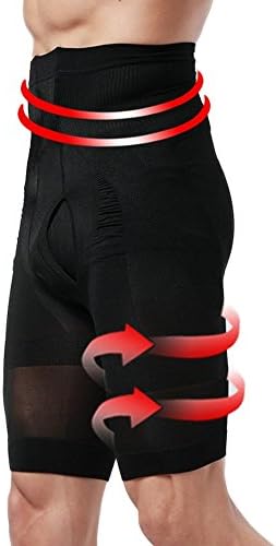 yxying High Waist Trainer Men Bodysuit Slimming Compression Contour Body Shaper Strong Shaping Underwear Shorts Slim Fit Boxer Pants Black XL