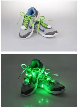 LAXWIN LED Flash Luminous Light Up Glow Strap Shoelaces String Party Skating DISCO 7 Colors- LED Shoelaces, 3 Modes (Green)