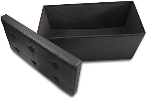 Crown Comfort's Black Button-Tufted Memory Foam Ottoman