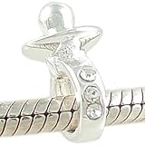 Petite Baby Pacifier Clear CZ and 925 Sterling Silver Bead fits European Charm Bracelet