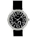 GUESS Women's Black Leather Strap Watch