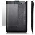 AMAZON KINDLE 3 PREMIUM PU LEATHER POUCH CASE - BLACK, WITH SCREEN PROTECTOR PART OF THE QUBITS ACCESSORIES RANGE