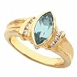 14K Yellow Gold Aquamarine and Diamond Ring