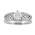 14K White Gold Diamond Celtic Style Engagement Ring Semimount - 0.16 Ct. - CENTER STONE NOT INCLUDED
