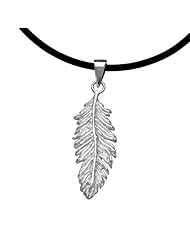 VINANI brand Germany 925 Sterling Silver Women Pendant Eagle Feather Arizona with Rubber Cord Necklace AFE