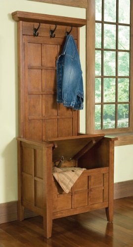 Home Styles 5645-49 - Mini Hall Tree & Storage Bench (Cottage Oak)
