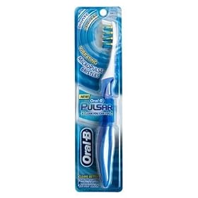 Oral-B Pulsar Battery Powered Pulsating Electric Toothbrush - #91 Compact 35 Head Soft Bristle for Sensitive Teeth - Color: White & Blue