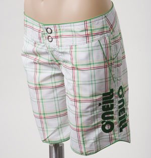 O'Neill Superstition womens long plaid boardshorts with zipper fly