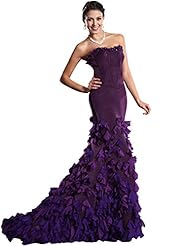 Strapless Lace Floor Length Mermaid Satin Natural   Waistline Prom Dress 