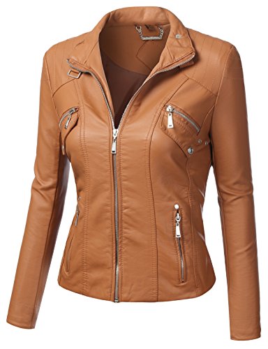 J.TOMSON Womens Faux Leather Bomber Jacket