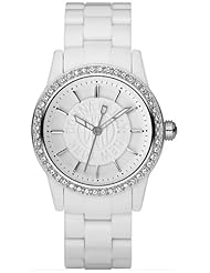 DKNY NY8011 white dial crystallized bezel plastic strap women watch NEW