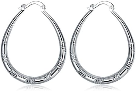 Minkang Fashion Jewelry 925 Solid Silver Round Ring pattern Hoop Earrings