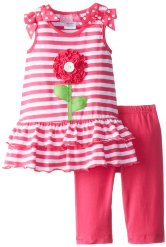 Good Lad Baby Girls' Stripe Knit Flower Applique Legging Set