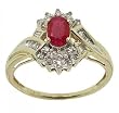 Yellow Gold Sz=7 Cocktail Ring 1/2ct Oval Ruby Diamond