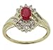 Yellow Gold Sz=7 Cocktail Ring 1/2ct Oval Ruby Diamond