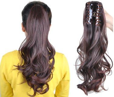 Womens Ladies Fashion Cosplay Party Remy Hair Extensions Long Wavy Wave Curly Hairpiece Stylish Curly Ponytail Extension Long Claw Clip on Layered Hair Piece (50cm) Pp47