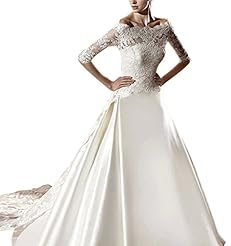 Strapless Short Sleeves Mesh Wedding Party Dress  with a Chapel Train 