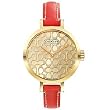 Coach Watch - Miranda Signature Scribble Gold Dial Vermillion Orange Leather Strap Wrist Watch
