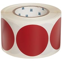 Brady 55338 3" Diameter, B-933 Vinyl Tape, Red Vinyl Aisle Marking Dots (Pack Of 500)