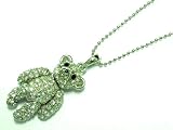 [ラヴトリプル]LOVE x LOVE x LOVE 携帯ストラップ クリスタル ベア(クマ) ストラップ&ペンダント ホワイト Mサイズ 3cm (50cm チェーン付き)
