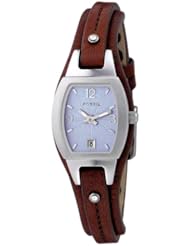 Fossil Womens JR9761 Skinny Brown Leather Strap Blue Analog Dial Watch
