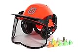 【Ｓｉｎｃｅｒｕｓ】２０１６高性能年改良版 防音、軽量ヘルメット チェーンソー 屋外作業 騒音工事 #HEL-604 (オレンジ)