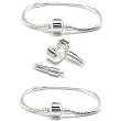 T-W-O Silver Plated 7.5 Inch Bracelets - TWO BRACELET OFFER! - Pandora Charms & Beads Compatible - (Available in Sizes 6.5, 7, 7.5, 8, 8.5, 9, 16, 18, 20 & 22 Inch Lengths) - (PLEASE SELECT YOUR SIZE SELECTION FROM THE DROP DOWN WINDOW BELOW)