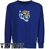 Memphis Tigers Youth Royal Blue Distressed Logo Vintage Crew Neck Fleece Sweatshirt