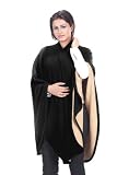 Deliciously Woolen Soft Reversible Black/Camel Cloak Cape Ruana Poncho