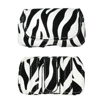Premium Horizontal Zebra Design Leather Carrying Case Pouch for Blackberry 8220, 8230 (Pearl Flip) / Samsung M630 (Highnote), T629, T719, T739, T809, T819, U750 (ALIAS2), U810 (Renown) / Motorola i9, V950 / LG AX830, CU500, VX8800, VX9200 (enV3) / HTC 3125, Fuze, Shadow, SHADOW09, Touch Diamond (verizon) / Pantech C520 / Sony Ericsson TM506