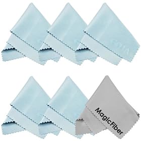 (6 Pack) MagicFiber Microfibers - Premium Cleaning Cloths for Lenses, LCD Screens, Jewelry, and Other Delicate Surfaces (5 Light Blue, 1 Grey)