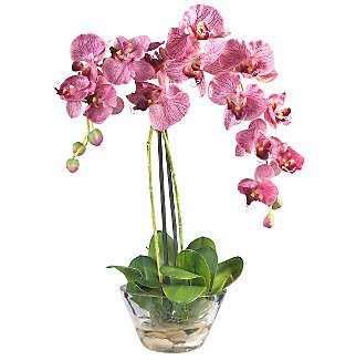 New Nearly Natural Phalaenopsis w/Glass Vase Silk Flower Arrangement Purple Amazing Attractive