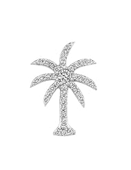 14k White Gold 1 Ctw Diamond Palm Tree Pendant