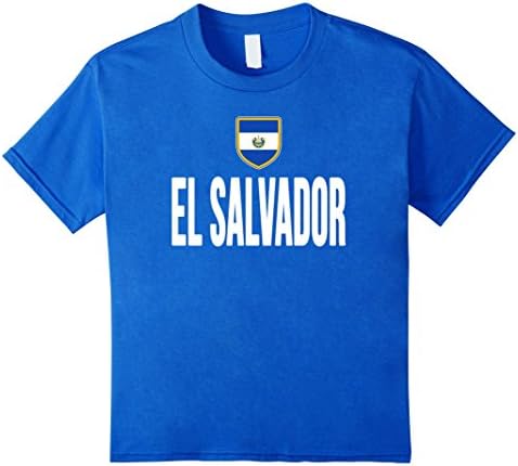 Kids EL SALVADOR T-shirt 2016 Salvadorian Flag Tee Coat of Arms 12 Royal Blue