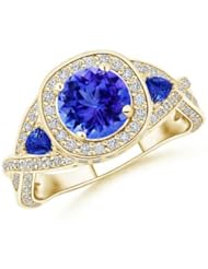 Round, Trillion Tanzanite and Round Diamond Engagement Ring - 1.75 ct TGW